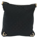 GUCCI GG Canvas Abbey Shoulder Bag Black Gold 131326 Auth 140269-3