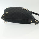 GUCCI GG Canvas Abbey Shoulder Bag Black Gold 131326 Auth 140269-4