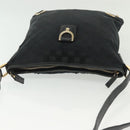 GUCCI GG Canvas Abbey Shoulder Bag Black Gold 131326 Auth 140269-6