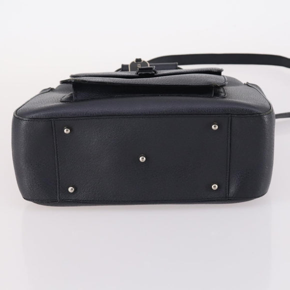 GUCCI Hand Bag Leather 2way Black Silver 000 2058 0307 5 Auth 140270