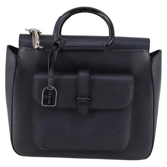 GUCCI Hand Bag Leather 2way Black Silver 000 2058 0307 5 Auth 140270