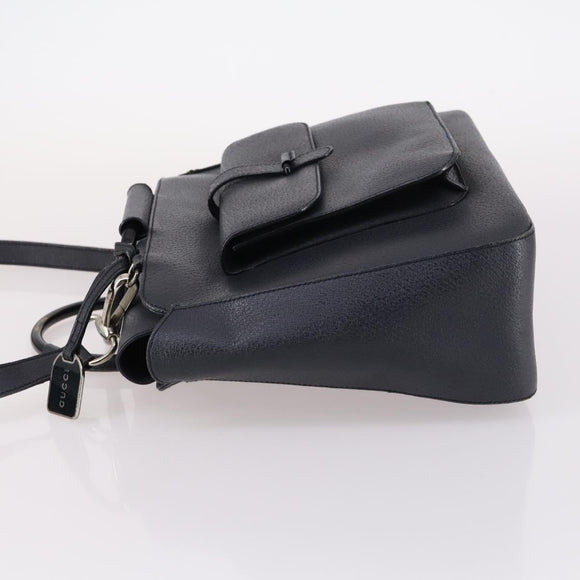 GUCCI Hand Bag Leather 2way Black Silver 000 2058 0307 5 Auth 140270