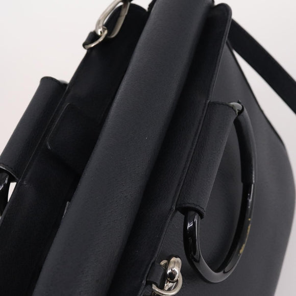 GUCCI Hand Bag Leather 2way Black Silver 000 2058 0307 5 Auth 140270