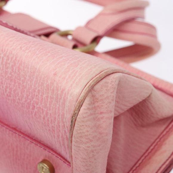 CELINE Hand Bag Leather Pink Auth 140272