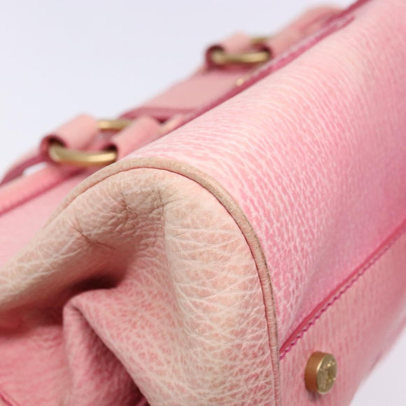 CELINE Hand Bag Leather Pink Auth 140272