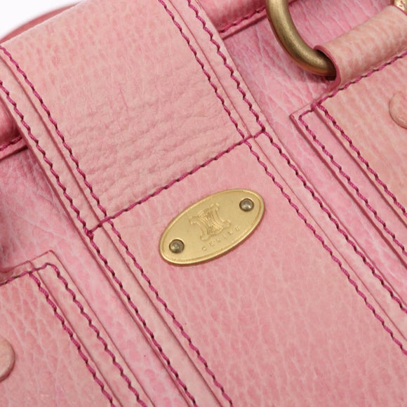 CELINE Hand Bag Leather Pink Auth 140272