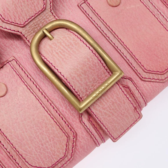 CELINE Hand Bag Leather Pink Auth 140272