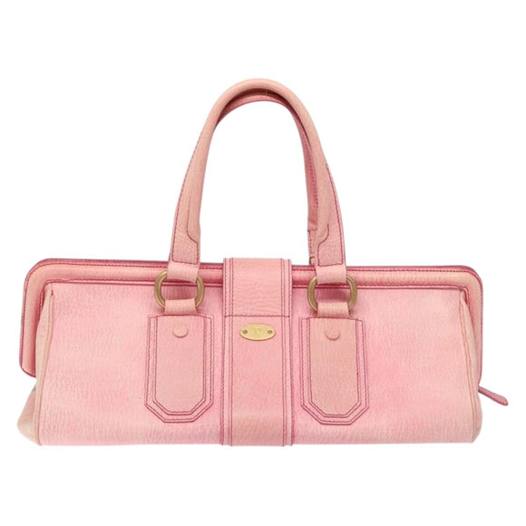 CELINE Hand Bag Leather Pink Auth 140272