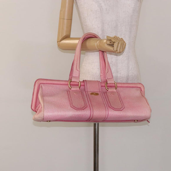 CELINE Hand Bag Leather Pink Auth 140272
