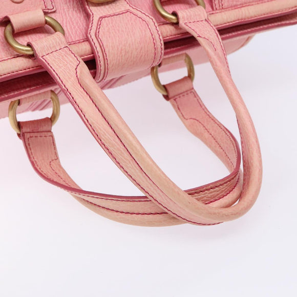 CELINE Hand Bag Leather Pink Auth 140272