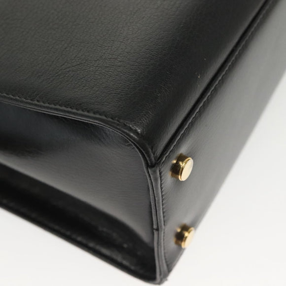 Salvatore Ferragamo Gancini Hand Bag Leather 2way Black Gold Auth 140273