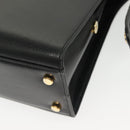 Salvatore Ferragamo Gancini Hand Bag Leather 2way Black Gold Auth 140273-17