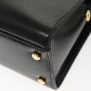 Salvatore Ferragamo Gancini Hand Bag Leather 2way Black Gold Auth 140273-9