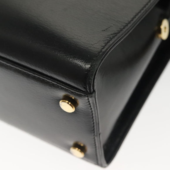 Salvatore Ferragamo Gancini Hand Bag Leather 2way Black Gold Auth 140273