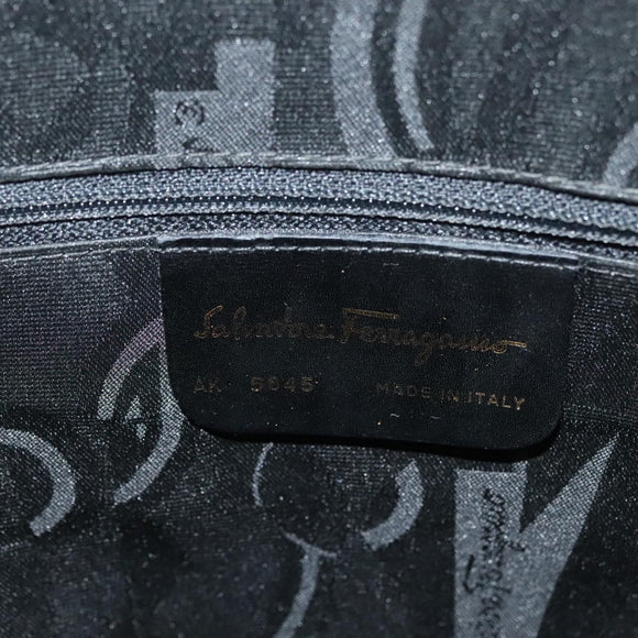 Salvatore Ferragamo Gancini Hand Bag Leather 2way Black Gold Auth 140273