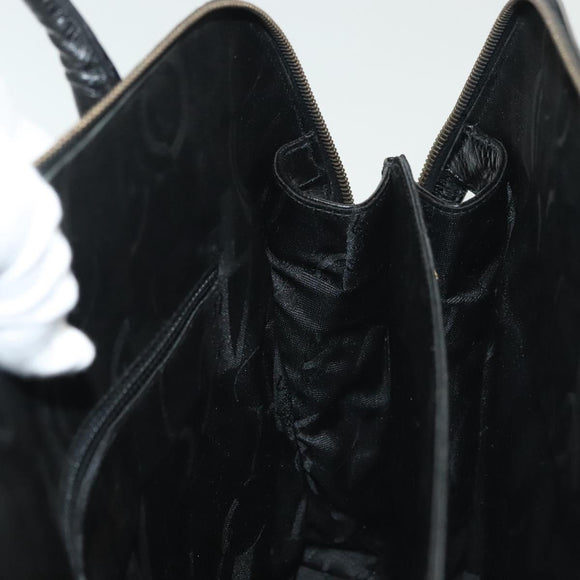 Salvatore Ferragamo Gancini Hand Bag Leather 2way Black Gold Auth 140273