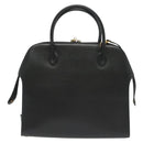 Salvatore Ferragamo Gancini Hand Bag Leather 2way Black Gold Auth 140273-13