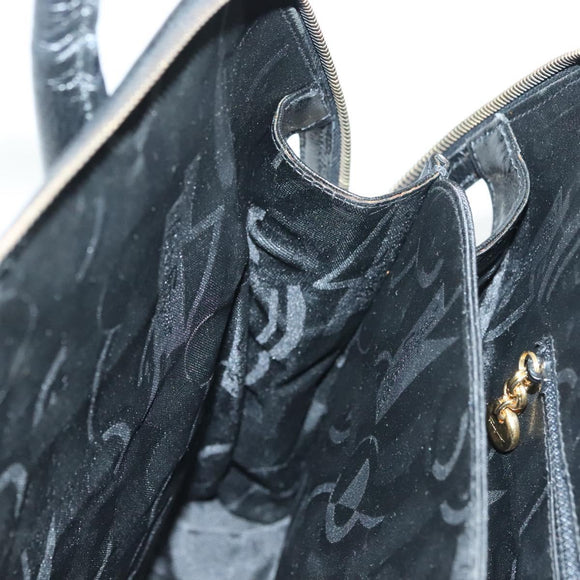 Salvatore Ferragamo Gancini Hand Bag Leather 2way Black Gold Auth 140273