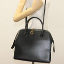 Salvatore Ferragamo Gancini Hand Bag Leather 2way Black Gold Auth 140273-25