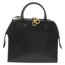 Salvatore Ferragamo Gancini Hand Bag Leather 2way Black Gold Auth 140273-2