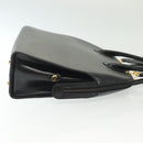 Salvatore Ferragamo Gancini Hand Bag Leather 2way Black Gold Auth 140273-3