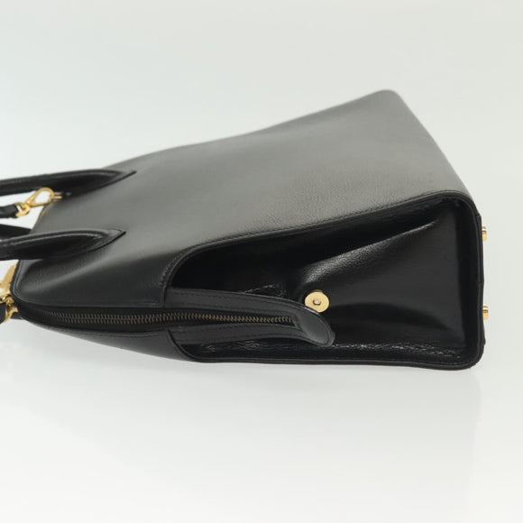 Salvatore Ferragamo Gancini Hand Bag Leather 2way Black Gold Auth 140273