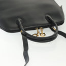 Salvatore Ferragamo Gancini Hand Bag Leather 2way Black Gold Auth 140273-6