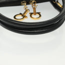 Salvatore Ferragamo Gancini Hand Bag Leather 2way Black Gold Auth 140273-7