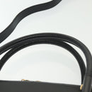 Salvatore Ferragamo Gancini Hand Bag Leather 2way Black Gold Auth 140273-14