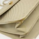 BALLY Chain Shoulder Bag Leather Ivory Gold Auth 140275-10