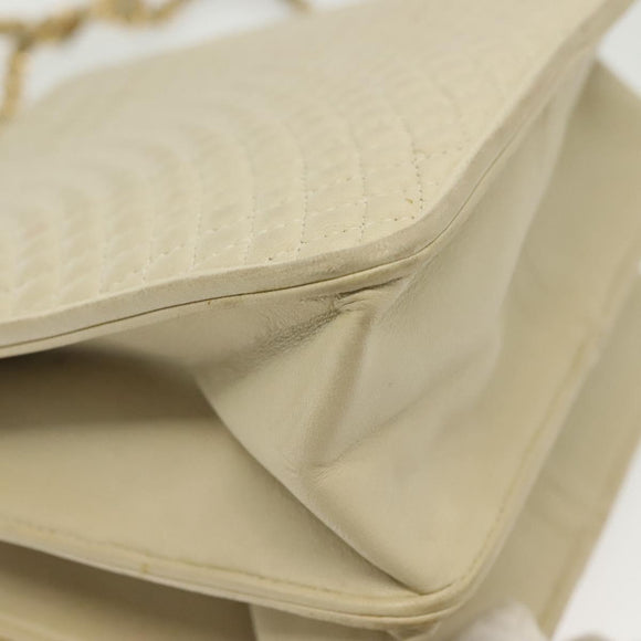 BALLY Chain Shoulder Bag Leather Ivory Gold Auth 140275