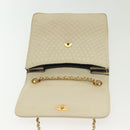 BALLY Chain Shoulder Bag Leather Ivory Gold Auth 140275-15