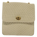 BALLY Chain Shoulder Bag Leather Ivory Gold Auth 140275-2