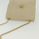 BALLY Chain Shoulder Bag Leather Ivory Gold Auth 140275-6