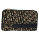 Christian Dior Trotter Canvas Clutch Bag Navy Gold Auth 140289-1
