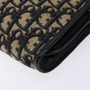 Christian Dior Trotter Canvas Clutch Bag Navy Gold Auth 140289-10