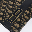 Christian Dior Trotter Canvas Clutch Bag Navy Gold Auth 140289-12