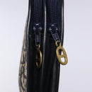 Christian Dior Trotter Canvas Clutch Bag Navy Gold Auth 140289-13