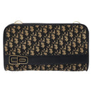 Christian Dior Trotter Canvas Clutch Bag Navy Gold Auth 140289-2