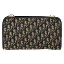 Christian Dior Trotter Canvas Clutch Bag Navy Gold Auth 140289-3