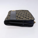 Christian Dior Trotter Canvas Clutch Bag Navy Gold Auth 140289-4