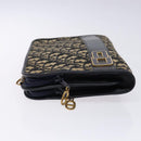 Christian Dior Trotter Canvas Clutch Bag Navy Gold Auth 140289-5