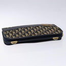 Christian Dior Trotter Canvas Clutch Bag Navy Gold Auth 140289-6