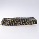 Christian Dior Trotter Canvas Clutch Bag Navy Gold Auth 140289-7