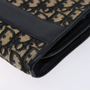 Christian Dior Trotter Canvas Clutch Bag Navy Gold Auth 140289-8