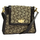 CELINE C Sulky Shoulder Bag Canvas Beige Gold Auth 140291-1