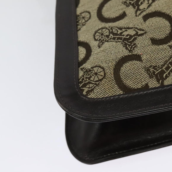 CELINE C Sulky Shoulder Bag Canvas Beige Gold Auth 140291