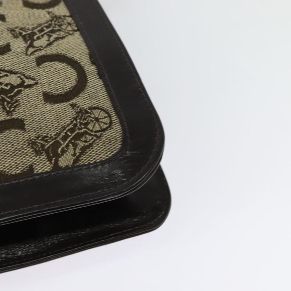 CELINE C Sulky Shoulder Bag Canvas Beige Gold Auth 140291