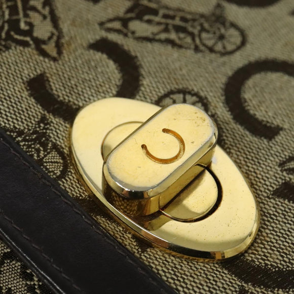 CELINE C Sulky Shoulder Bag Canvas Beige Gold Auth 140291