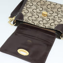 CELINE C Sulky Shoulder Bag Canvas Beige Gold Auth 140291-10